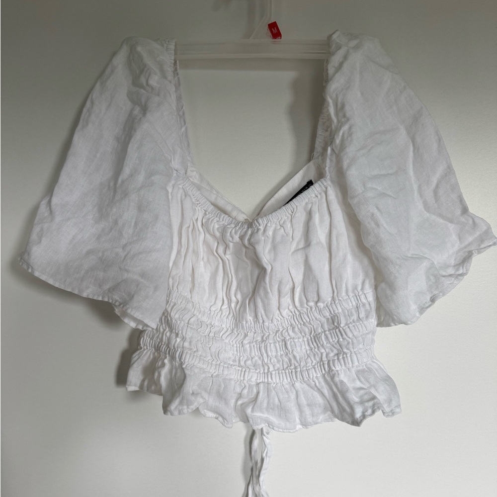 White Ruffled Women's Top